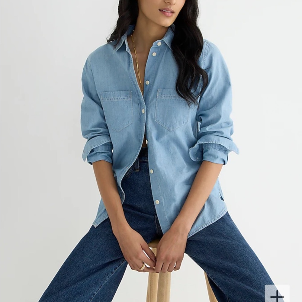 J. Crew NWT Classic Fit Chambray Shirt Button Up 100% Organix Cotton Weston Wash